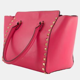 Valentino: Розовая сумка-шоппер Rockstud Small