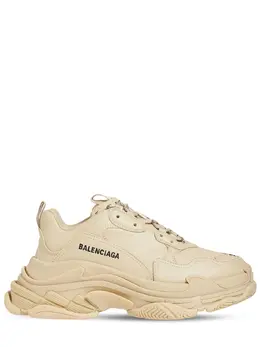 BALENCIAGA: Бежевые кроссовки Triple S