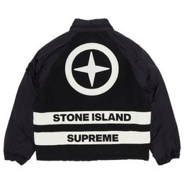 Supreme: Чёрный пуховик  Stone Island