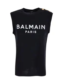 Balmain: Чёрная футболка