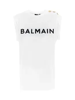 Balmain: Белая футболка 