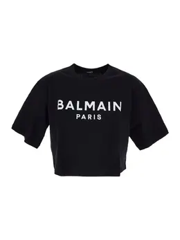 Balmain: Чёрная футболка