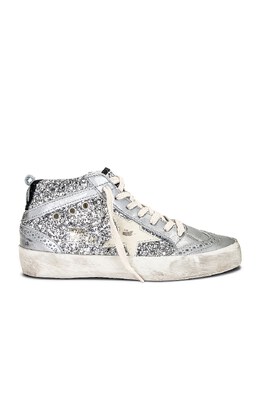 Golden Goose: Серебристые кроссовки  Mid Star