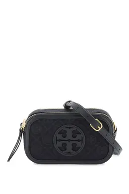 Tory burch: Чёрная сумка через плечо Double T