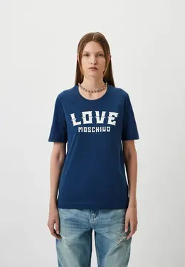 Love Moschino: Синяя футболка 