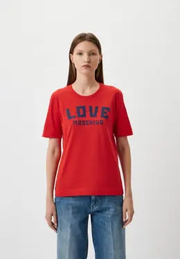 Love Moschino: Красная футболка 