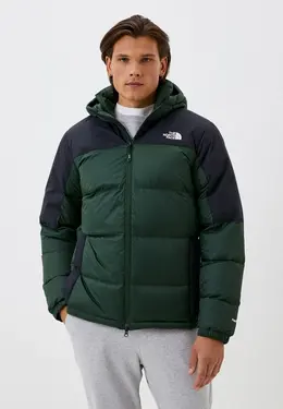 The North Face: Зелёный пуховик