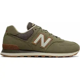 New Balance: Зелёные кроссовки  574