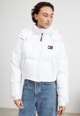 Tommy Jeans: Белый пуховик 