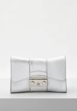 Furla: Серебристая сумка 