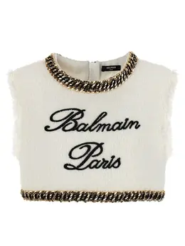 Balmain: Хлопковый топ 