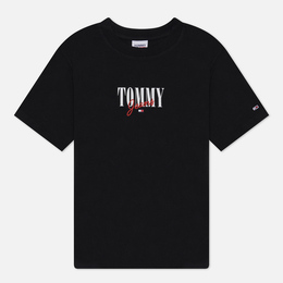 Tommy Jeans: Чёрная футболка  Essential