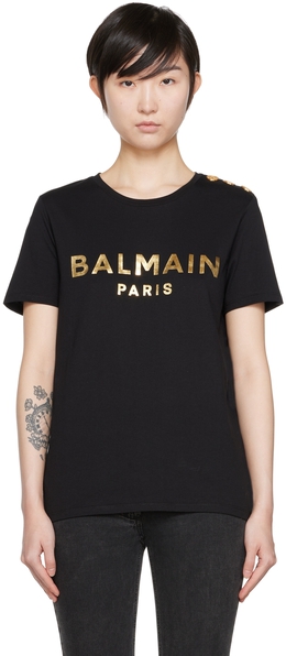 Balmain: Чёрная футболка