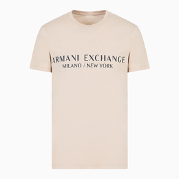 Armani Exchange: Бежевая футболка 