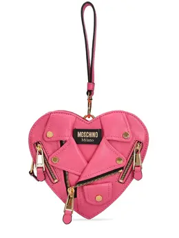 MOSCHINO: Розовый клатч Biker