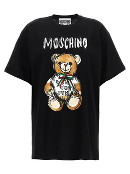 Moschino: Хлопковая футболка Teddy Bear