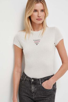 Tommy Jeans: Бежевая футболка