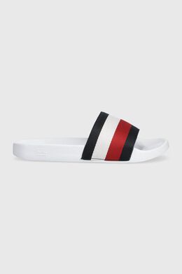 Tommy Hilfiger: Белые шлёпанцы Essential