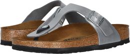 Birkenstock: Серебристые шлёпанцы  Gizeh Birko Flor