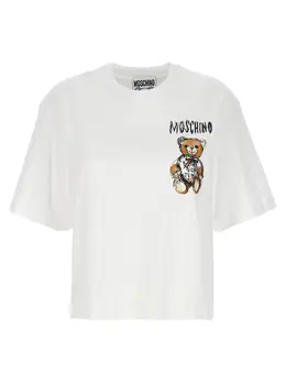 Moschino: Хлопковая футболка Teddy Bear