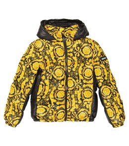 Versace Kids: Пуховик с принтом 