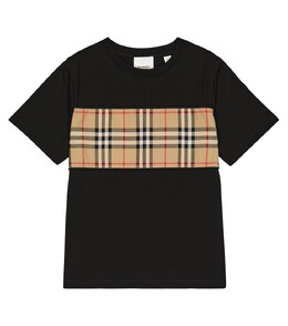 Burberry Kids: Чёрная футболка  Vintage Check