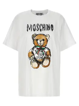 Moschino: Хлопковая футболка Teddy Bear