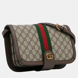 Gucci: Бежевая сумка через плечо GG Supreme