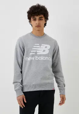 New Balance: Серый свитшот