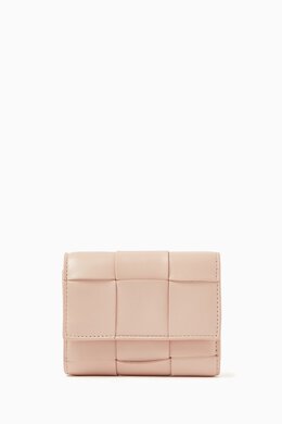 Bottega Veneta: Розовый кошелёк Intrecciato