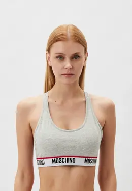 Moschino Underwear: Серый бюстгальтер