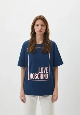 Love Moschino: Синяя футболка 