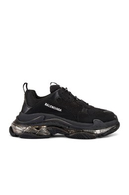 Balenciaga: Чёрные кроссовки  Triple S Clear Sole