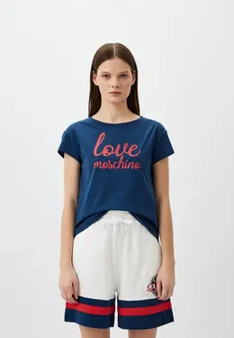 Love Moschino: Синяя футболка 