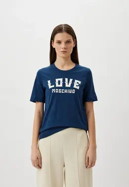 Love Moschino: Синяя футболка 