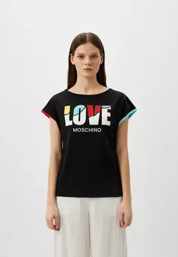 Love Moschino: Чёрная футболка 