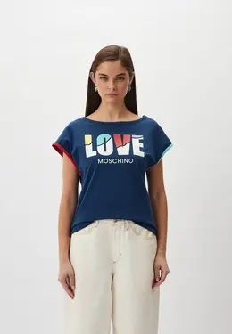 Love Moschino: Синяя футболка 