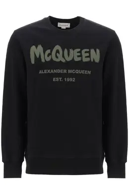 Alexander mcqueen: Чёрный свитшот  McQueen Graffiti