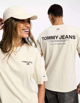 Tommy Jeans: Бежевая футболка