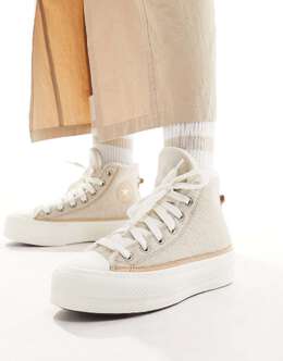 Converse: Бежевые кроссовки  Chuck Taylor All Star Lift