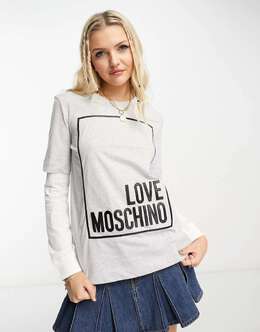 LOVE MOSCHINO: Серый топ