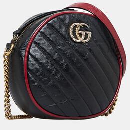 Gucci: Чёрная сумка через плечо GG Marmont