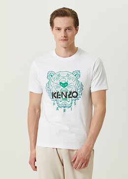 Kenzo: Белая футболка  Tiger