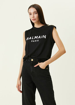 Balmain: Чёрная футболка