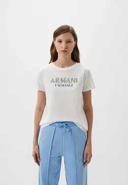 Armani Exchange: Белая футболка 