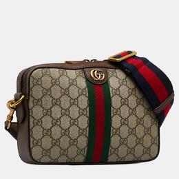 Gucci: Бежевая сумка через плечо GG Supreme