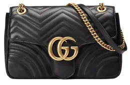 Gucci: Чёрная сумка GG Marmont