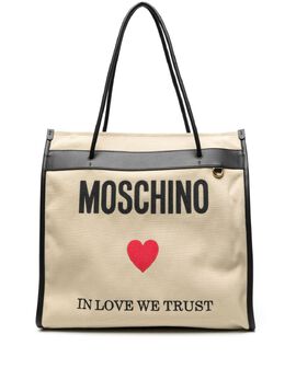 Moschino: Сумка-шоппер с принтом 