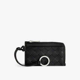 Bottega Veneta: Чёрный кошелёк  Intrecciato