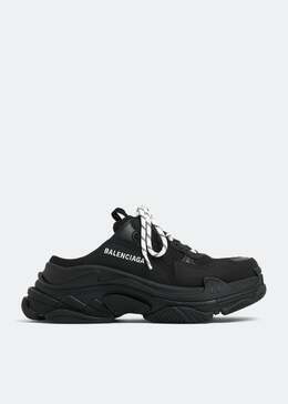 Balenciaga: Чёрные сабо  Triple S